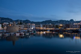 Girne harbour by night