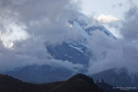 Mt Kasbek in clouds