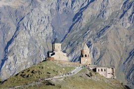 Trinity Church with moutain panorama