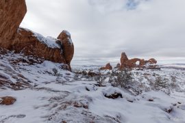 Arches National Park in snow