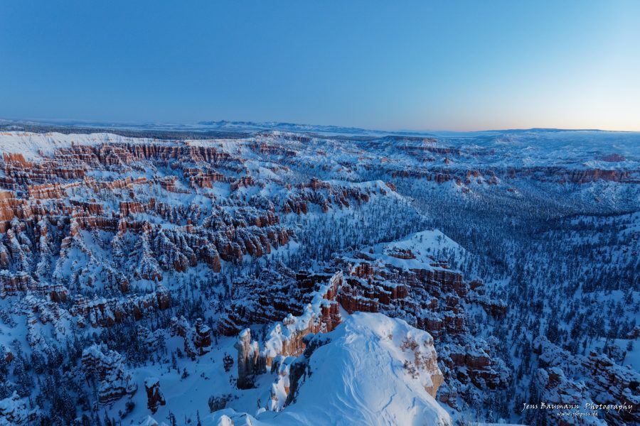 Bryce Canyon in snow sunrise